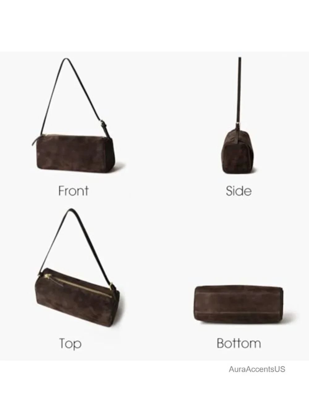 Suede Leather Crossbody Barrel Bag Hobo Shoulder Purse